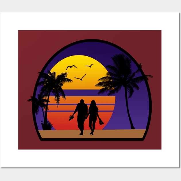 love walk under palm trees at the beach Wall Art by Level up